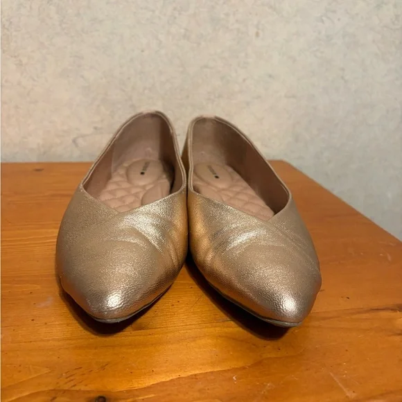 Birdies The Goldfinch Pointed Toe Flats Metallic Gold Leather Women’s 7.5 - Picture 5 of 9